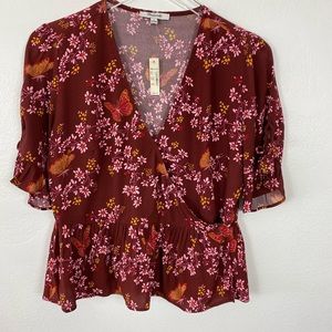 Madewell tie-sleeve wrap top Butterfly sanctuary